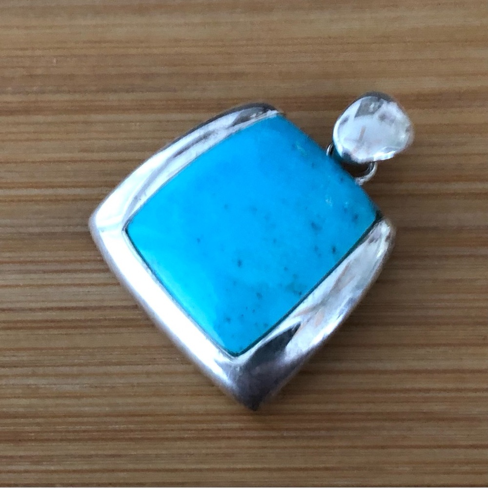 $52  Turquoise Estate Pendant  Sterling Silver  Marked SX 925 Thailand - Picture 2 of 3